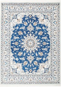 Nain Tappeto 150 x 200 Blu (Iran) Annodato A Mano