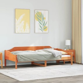Letto Senza Materasso Marrone Cera 90x190 Cm İn Legno Di Pino /
