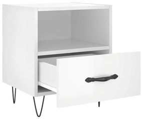 Comodini 2 pz Bianco Lucido 40x35x47,5 cm in Legno Multistrato