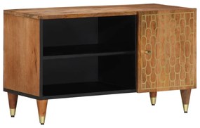 Mobile Porta Tv 80x33x46 Cm İn Legno Massello Di Mango /