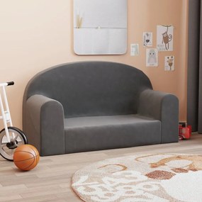 Divano Per Bambini A 2 Posti Antracite İn Morbido Peluche /