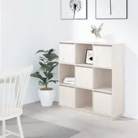 Credenza Bianca 110,5x35x117 cm in Legno Massello di Pino