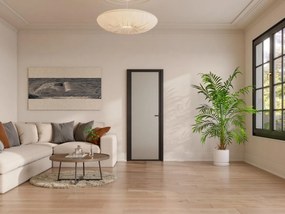 Blocco porta reversibile H204 x L73 cm in Alluminio e Vetro temperato smerigliato Nero - LOXTON