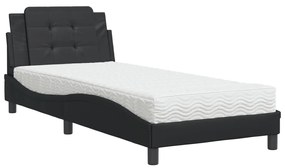 Letto con materasso nero 100x200 cm in similpelle