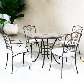 VENTUS - poltrona da giardino in ferro completa di cuscino schienale classico