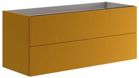 Mobile da bagno sospeso sotto lavabo L 119.5 x H 50 x P 45.5 cm senape opaco, 2 cassetti Opera