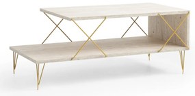 Tavolino beige 2 livelli 110x40x50 cm