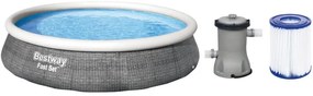 Bestway - piscina tonda gonfiabile fuori terra rattan grigio 396 x H84 cm