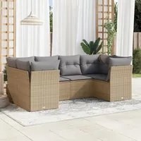 Set Divano da Giardino 6 pz con Cuscini Beige in Polyrattan 3249948