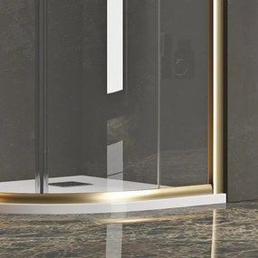 Box doccia semicircolare 80x80 finitura oro opaca KE-2000R - KAMALU