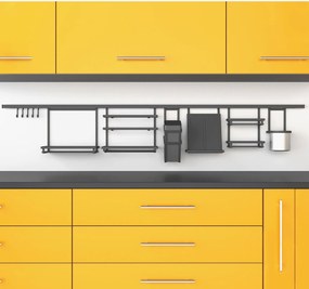 Profilo per Accessori da Cucina Sospesi Titane L 1,1 m Grigio Antracite Alluminio e Zama Emuca...