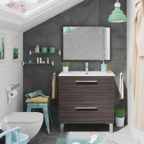 MOBILE BAGNO CON SPECCHIO URBAN GRIGIO 80 CM