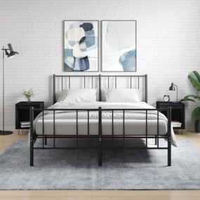 Comodini 2pz Neri 40x35x50 Cm İn Legno Multistrato /