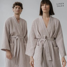 Accappatoio rosa chiaro in misto lino S/M Powder – Linen Tales