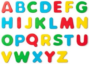 Lavagna "ABC" con lettere, rotolo di carta e bicchieri