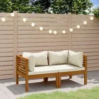 Divano da Giardino a 2 Posti con Cuscino Crema Massello Acacia cod mxl 43070