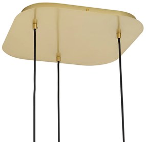 Lampada a sospensione Hotel Chic ottone con vetro ambrato 3 luci - Gus