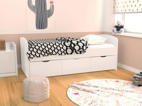 Letto con 2 cassetti e 1 vano portaoggetti 90 x 190 cm Bianco - LOUANE