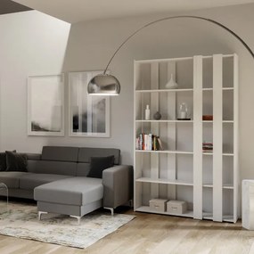 Libreria 120x204h cm in legno Bianco Frassino con 6 ripiani - KATO A SMALL