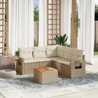 Set Divano da Giardino 6 pz con Cuscini Beige in Polyrattan 3224560