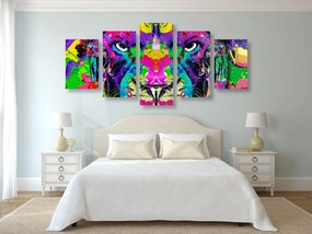 Quadri 5 pezzi – Predatore multicolore