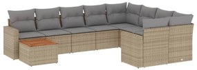 Set divano da giardino 10 pz con cuscini beige misto polyrattan