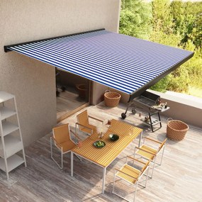 Tenda A Cassonetto Motorizzata 500x300 Cm Blu E Bianco /