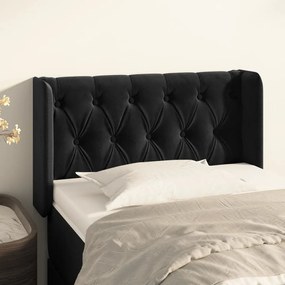 Testiera Ad Orecchio Nera 83x16x78/88 Cm İn Velluto /