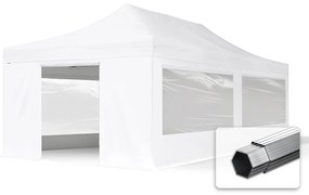 TOOLPORT 4x8m gazebo pieghevole PVC con laterali (finestre panoramiche), PROFESSIONAL alluminio, bianco - (59064)