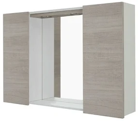 Specchio Contenitore 91x61 Cm Due Ante Con Illuminazione Led Feridras "Mondo 2.0" Bianco/Rovere Chiaro