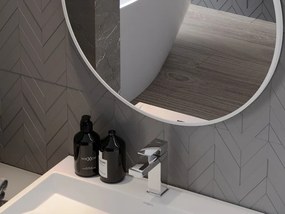 Mexen Loft specchio da bagno rotondo 60 cm, cornice bianca - 9850-060-060-000-20