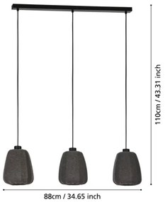 Eglo 43962 - Lampadario a sospensione con filo BARLASTON 3xE27/40W/230V