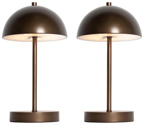 Set di 2 lampade da tavolo da esterno a fungo bronzo scuro ricaricabili - Keira