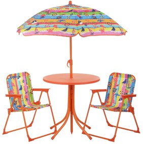 Set tavolino, ombrellone e 2 sedie per bambini arancione