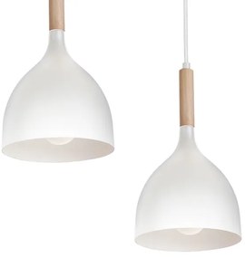 Lampadario a sospensione con filo NOAK 5xE27/60W/230V bianco/legno