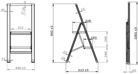 WENKO 601015100 - Scaletta ALU-DESIGN 44x101 cm bianco/grigio