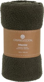Coperta verde in sherpa 130x160 cm Sherpa Bouclé – Casa Selección