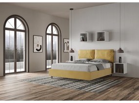 Letto contenitore da 160x190 in microfibra ocra Antea