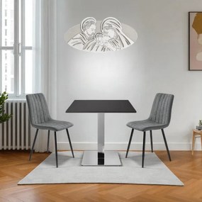 Sedia da pranzo in tessuto Grigio Scuro gambe metallo nere - KOLE 2 sedie