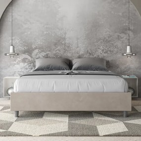 Letto matrimoniale e rete 160x190 in microfibra sabbia Azelia