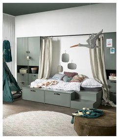 Letto per bambini in legno di pino verde-grigio con contenitore 80x200 cm Stage - vtwonen