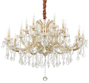 Lampadario Classico Napoleon Metallo-Cristallo Oro 18 Luci E14