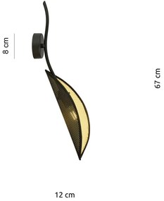 Applique da Parete in Acciaio e Tessuto LOTUS K1 Nero E14 Colore del corpo Nero e Oro