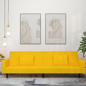 Divano Letto A 2 Posti Con 2 Cuscini Giallo İn Velluto /