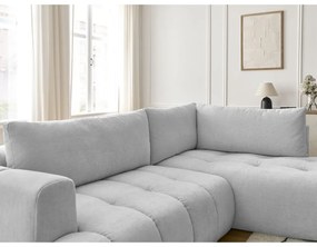 Divano angolare grigio chiaro allungabile e con contenitore (penisola a destra/a L) Fuji – Bobochic Paris