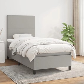 Giroletto A Molle Con Materasso Grigio Chiaro 90x190 Cm Tessuto /