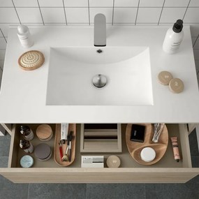 Mobile bagno sospeso 120 cm Mavi rovere juta con 4 cassetti