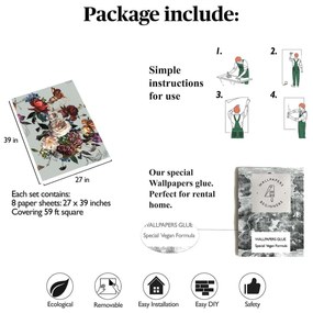 Carta da Parati Carta da Parati Floreale Rinascimento 15€/mq | Spedizione Gratuita | Carta Da Parati Camera Da Letto | Carta Da Parati Bagno | Carta