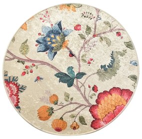 Tappeto da bagno Circle Vintage Flower, ø 140 cm - Foutastic