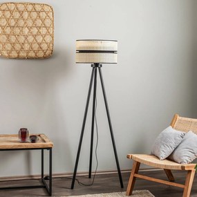 Duolla Piantana Duo, rattan, treppiede, beige/nero